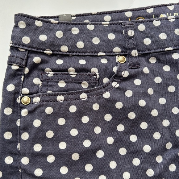 Lauren Conrad Blue and White Polka Dot Jean Shorts Frayed Hem 4 - Picture 6 of 12